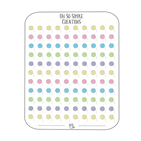 Mini Pastel Coloured Yarn Sticker Sheet