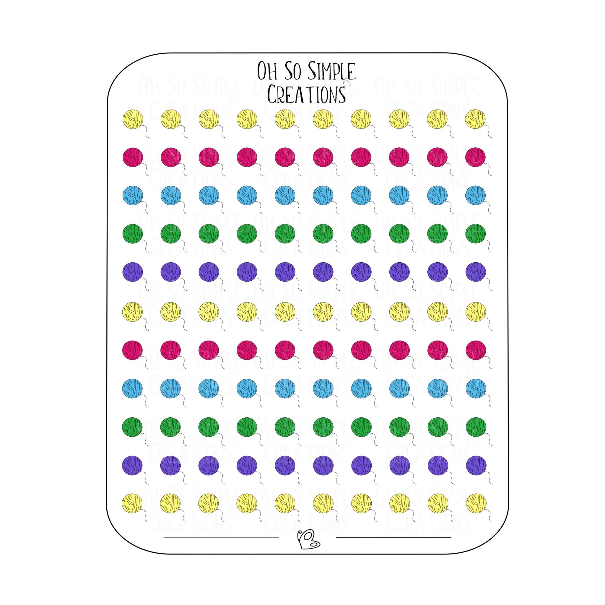 Mini Bold Coloured Yarn Sticker Sheet