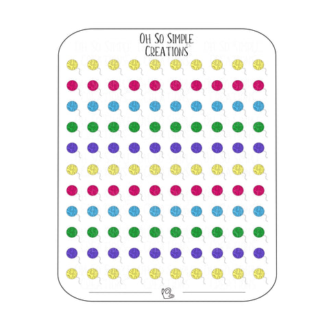 Mini Bold Coloured Yarn Sticker Sheet
