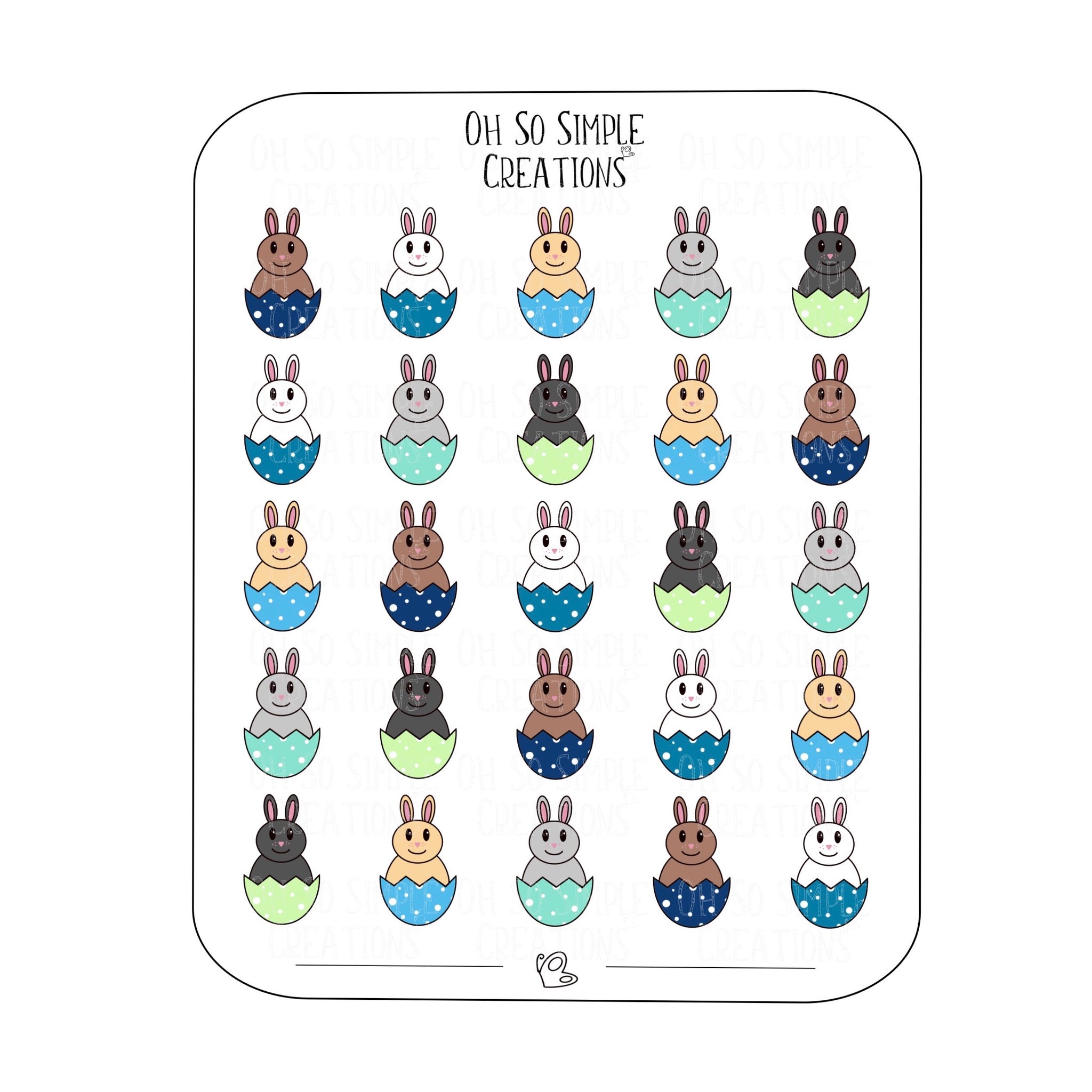 Cool Coloured Egg Bunny Sticker Sheet