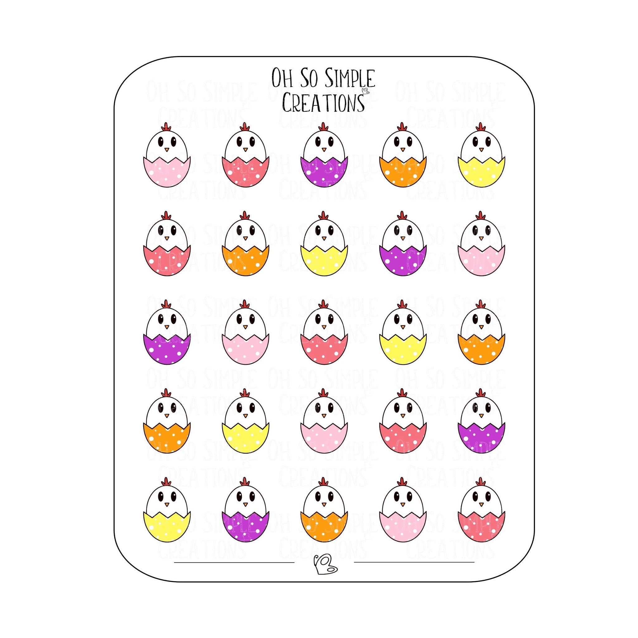 Warm Coloured Egg Chick Sticker Sheet