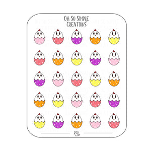 Warm Coloured Egg Chick Sticker Sheet