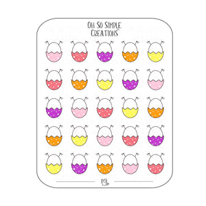 Warm Coloured Egg Chick Bum Sticker Sheet