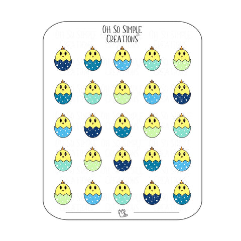 Cool Coloured Egg Chick Sticker Sheet