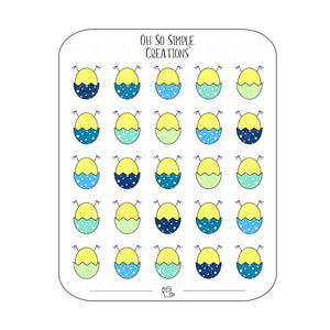 Cool Coloured Egg Chick Bum Sticker Sheet