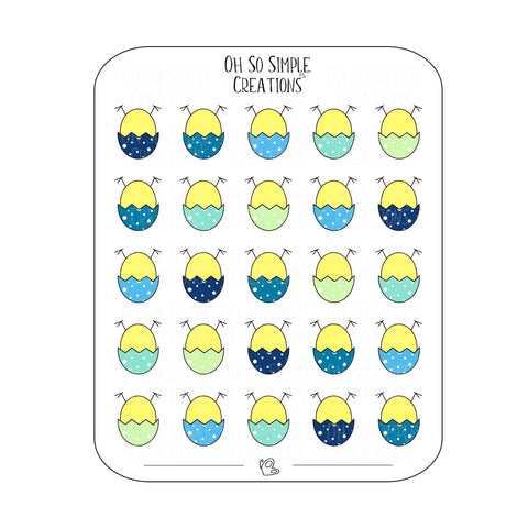 Cool Coloured Egg Chick Bum Sticker Sheet
