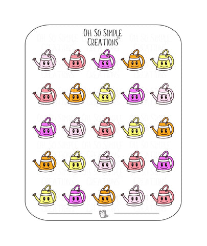 Warm Coloured Watering Can Sticker Sheet