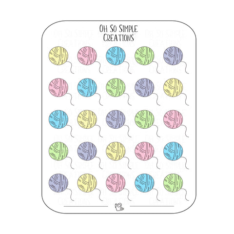 Pastel Coloured Yarn Sticker Sheet