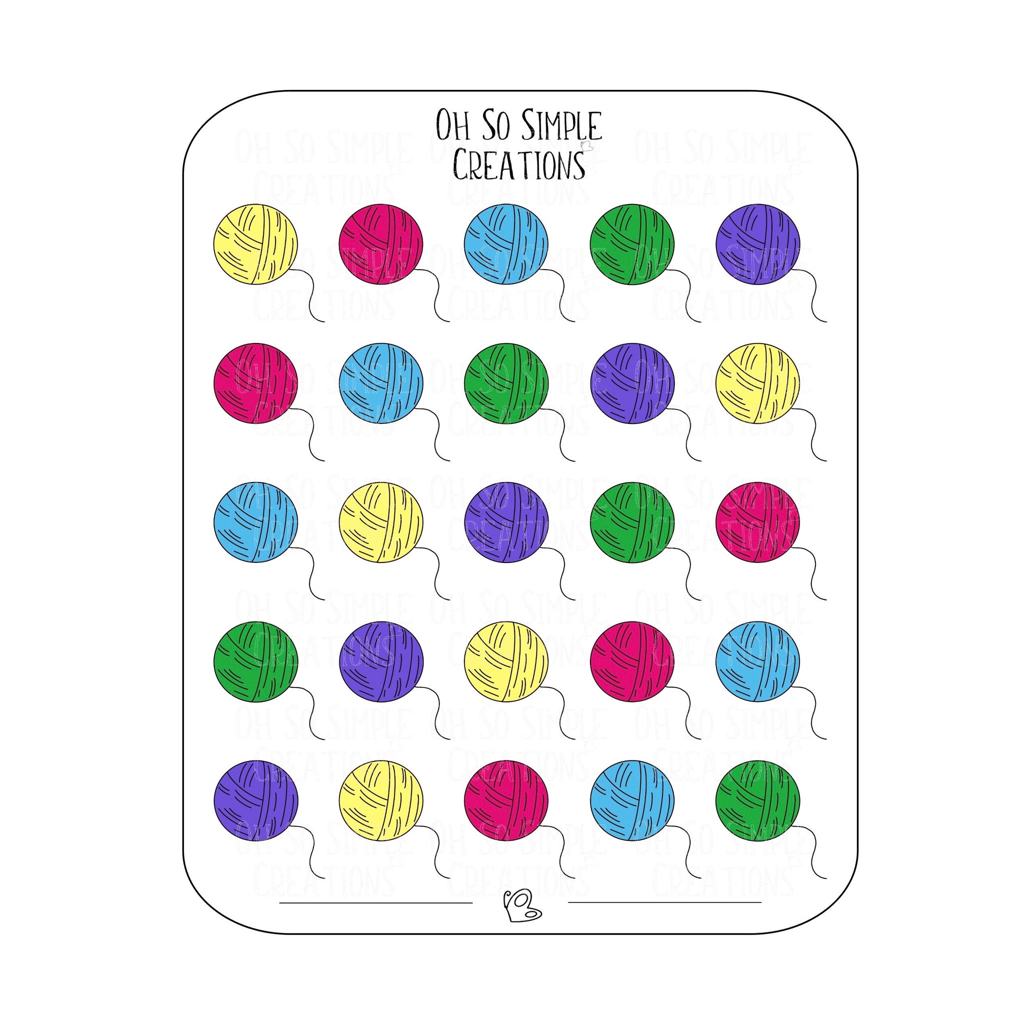 Bold Coloured Yarn Sticker Sheet