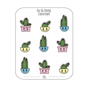 Pink, Yellow, and Blue Cactus Sticker Sheet