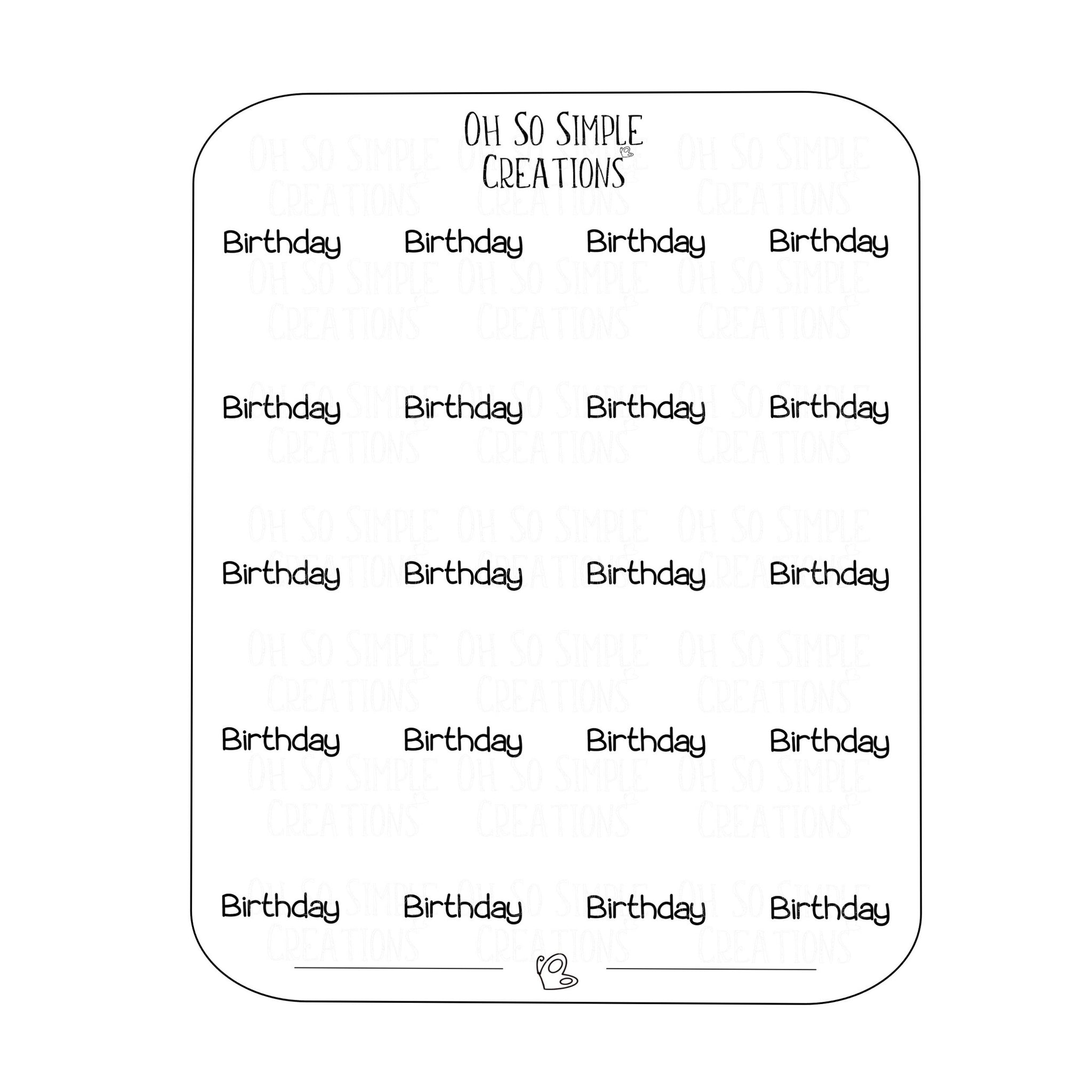 Birthday Text Sticker Sheet