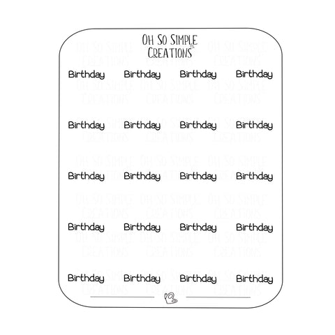Birthday Text Sticker Sheet