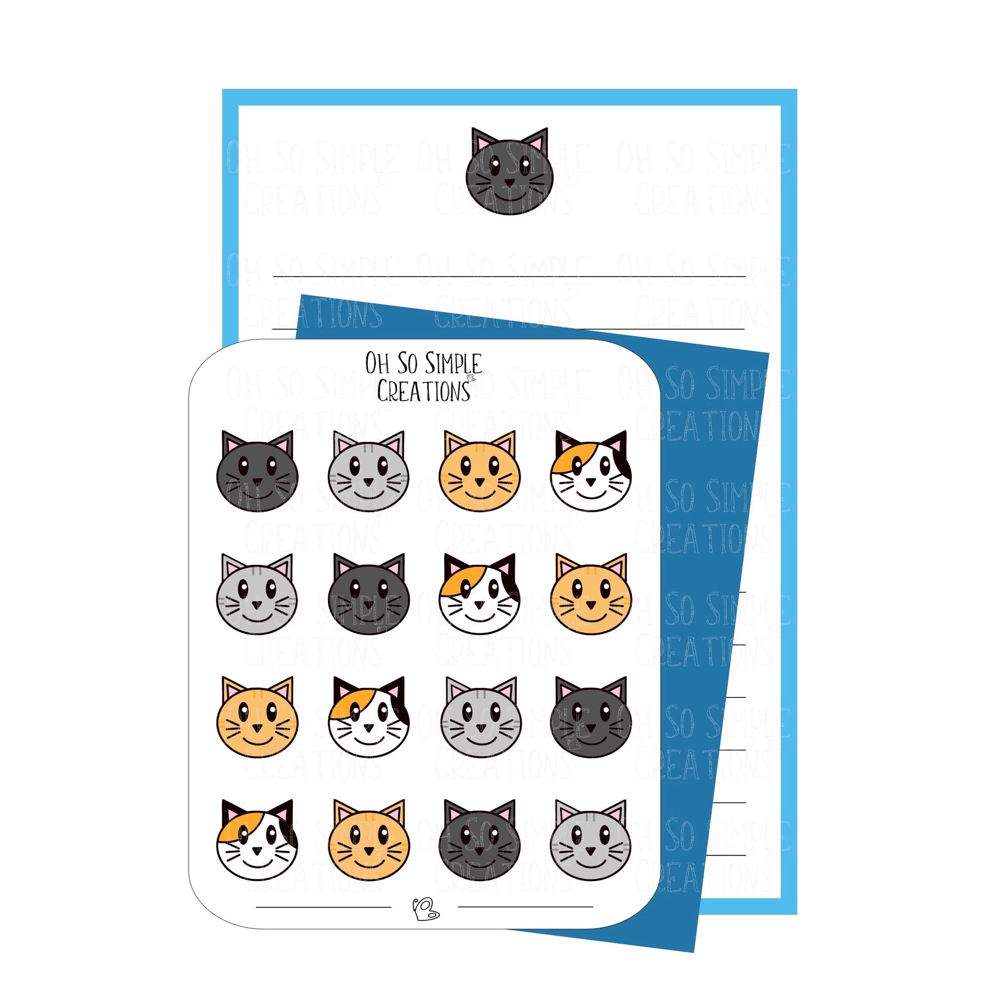 Dark Grey Cat Stationery Set
