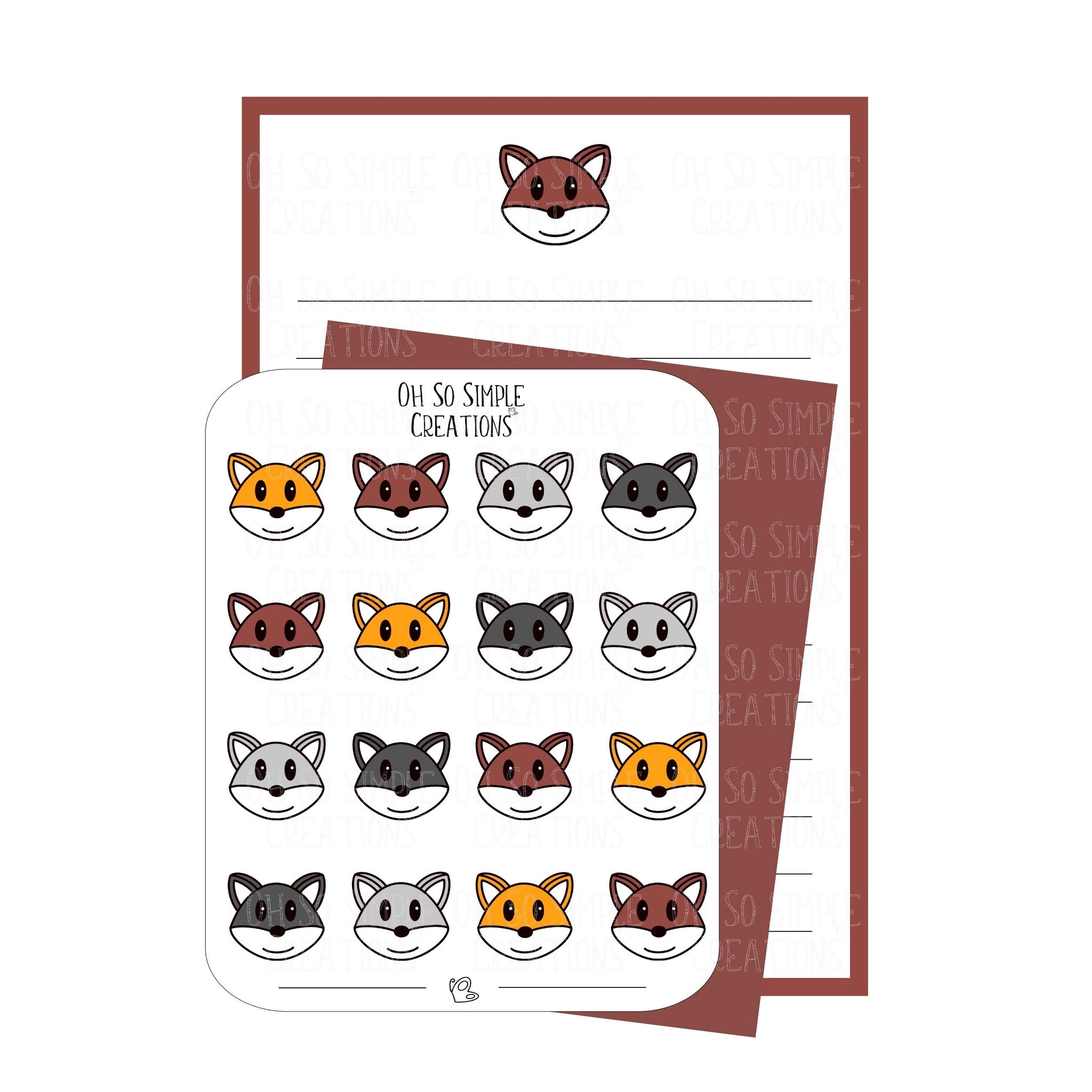 Burgundy Fox Stationery Set