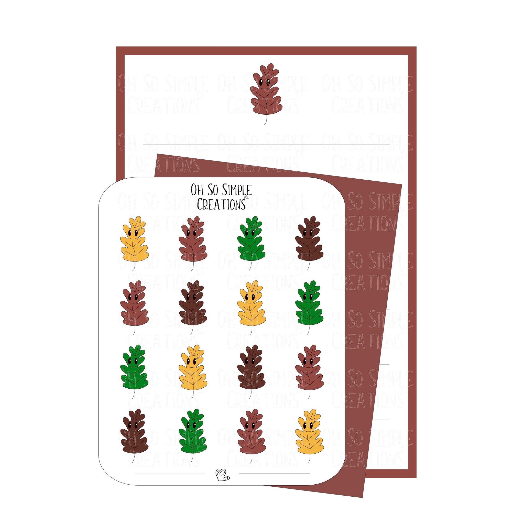 Burgundy Oak Leaf Stationery Set