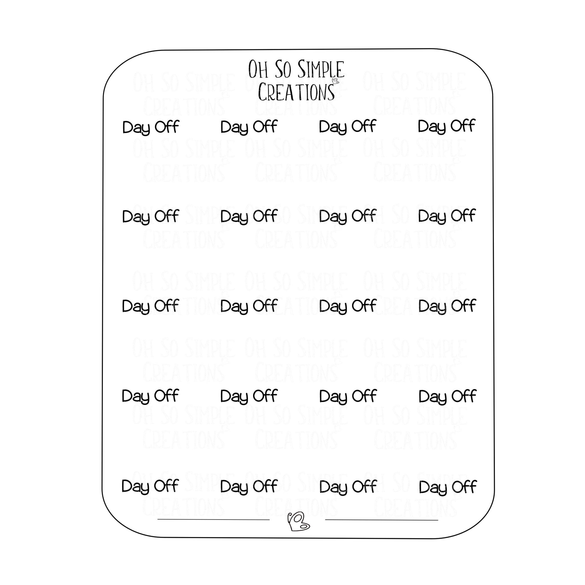 Day Off Text Sticker Sheet