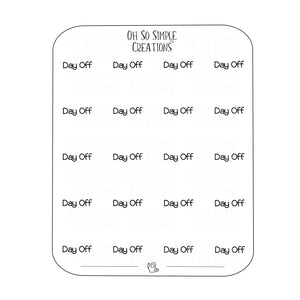 Day Off Text Sticker Sheet