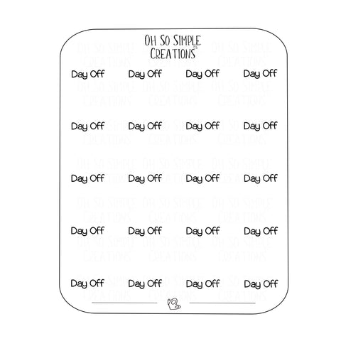 Day Off Text Sticker Sheet