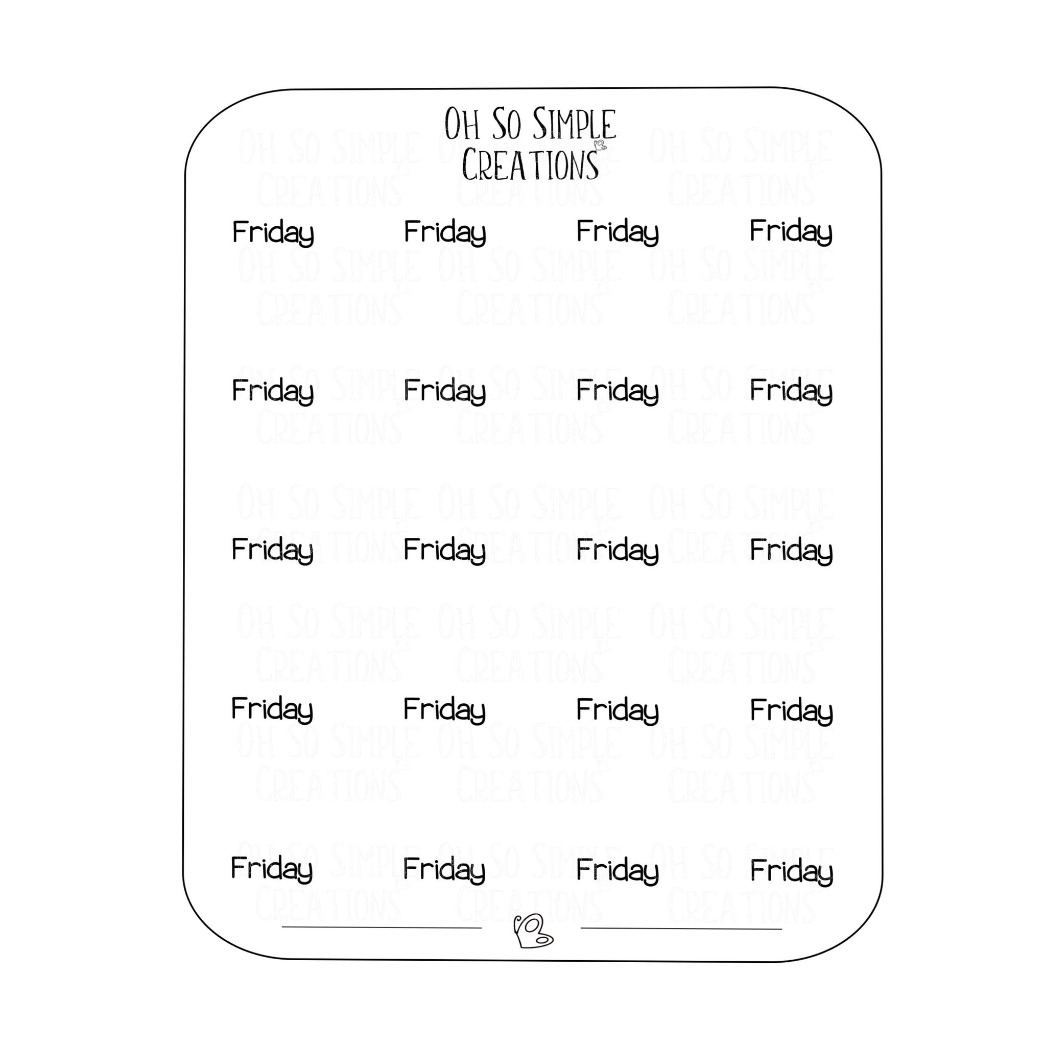 Friday Text Sticker Sheet