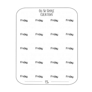 Friday Text Sticker Sheet