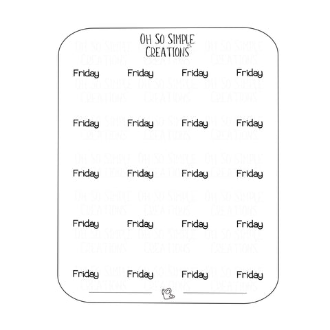 Friday Text Sticker Sheet