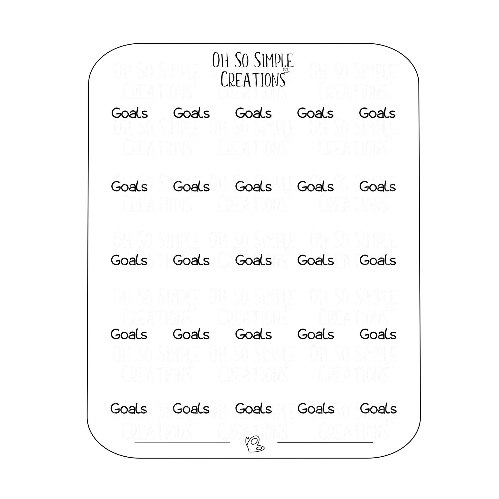Goals Text Sticker Sheet