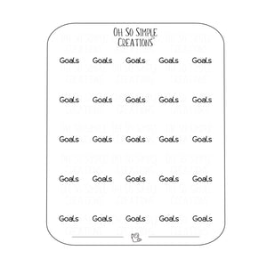 Goals Text Sticker Sheet
