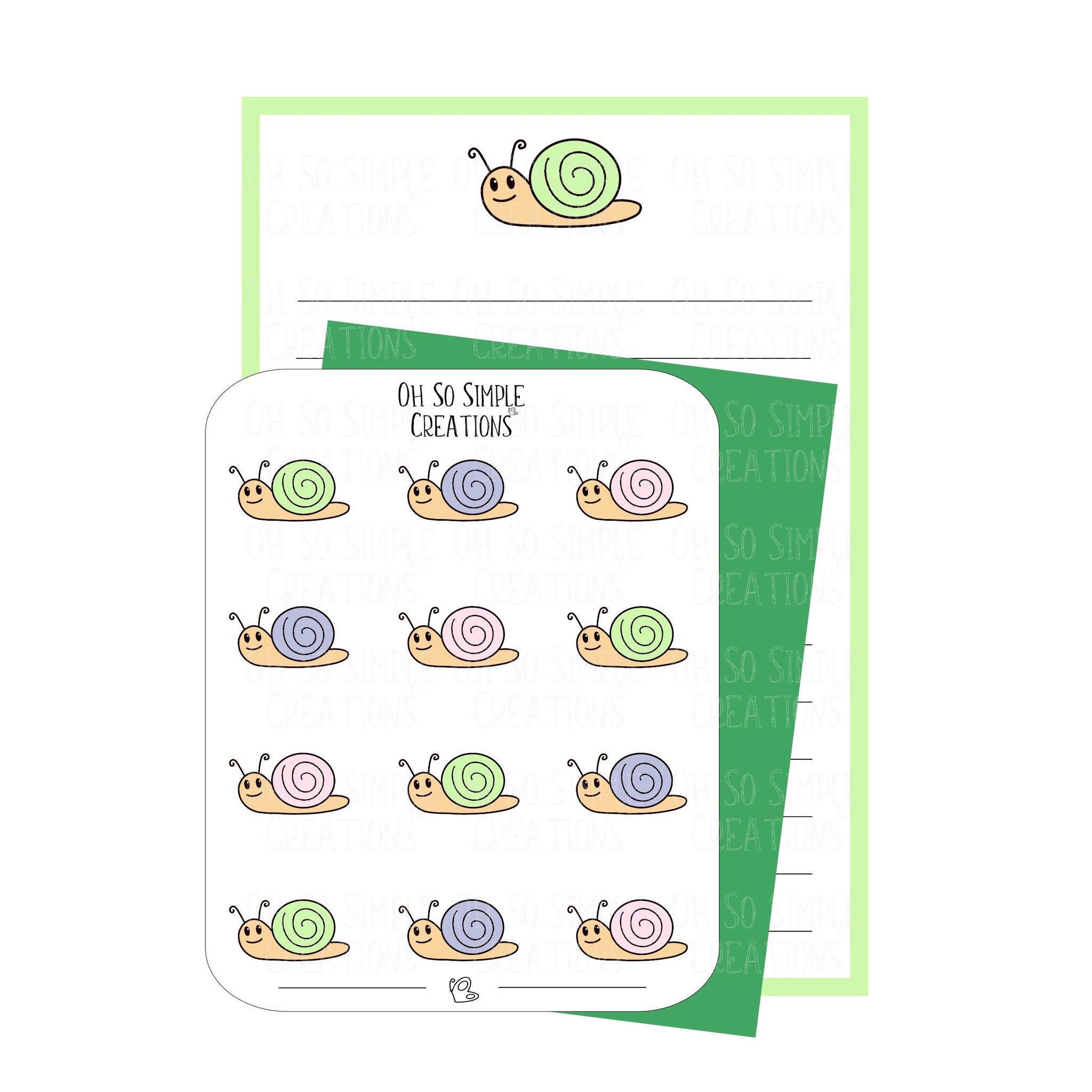 Green Snail Stationery Set