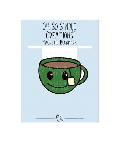 Green Teacup Magnetic Bookmark