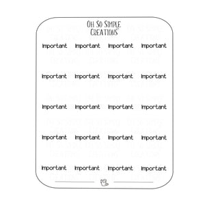 Important Text Sticker Sheet