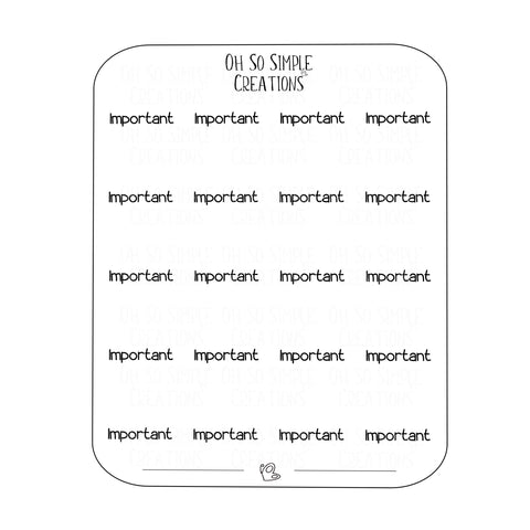 Important Text Sticker Sheet