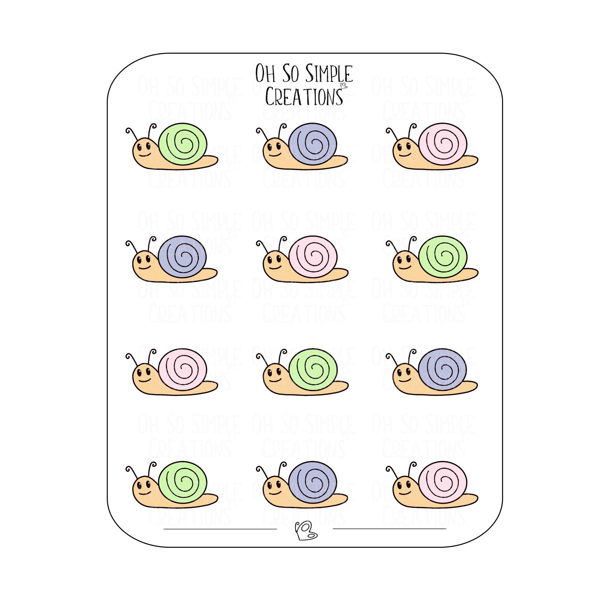 Pastel Coloured Snail Sticker Sheet