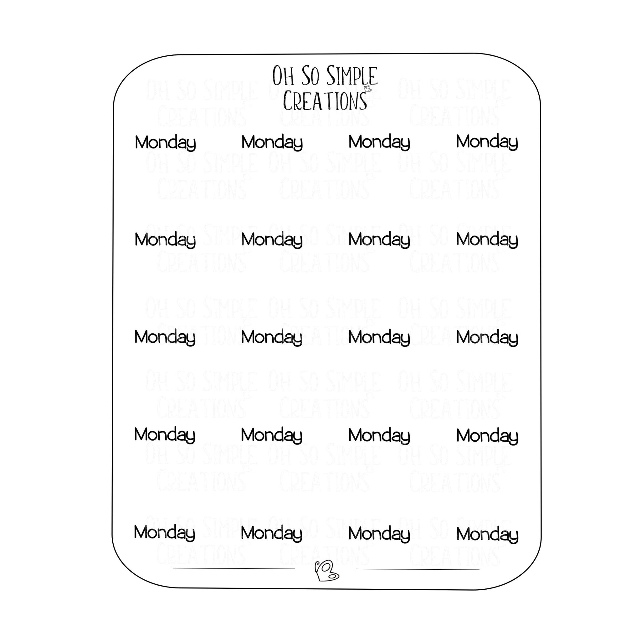 Monday Text Sticker Sheet