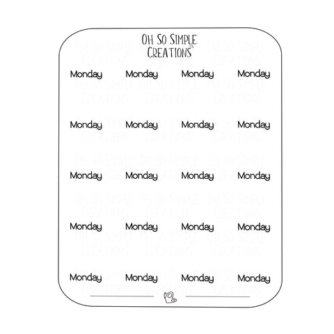 Monday Text Sticker Sheet