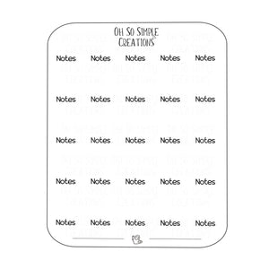 Notes Text Sticker Sheet