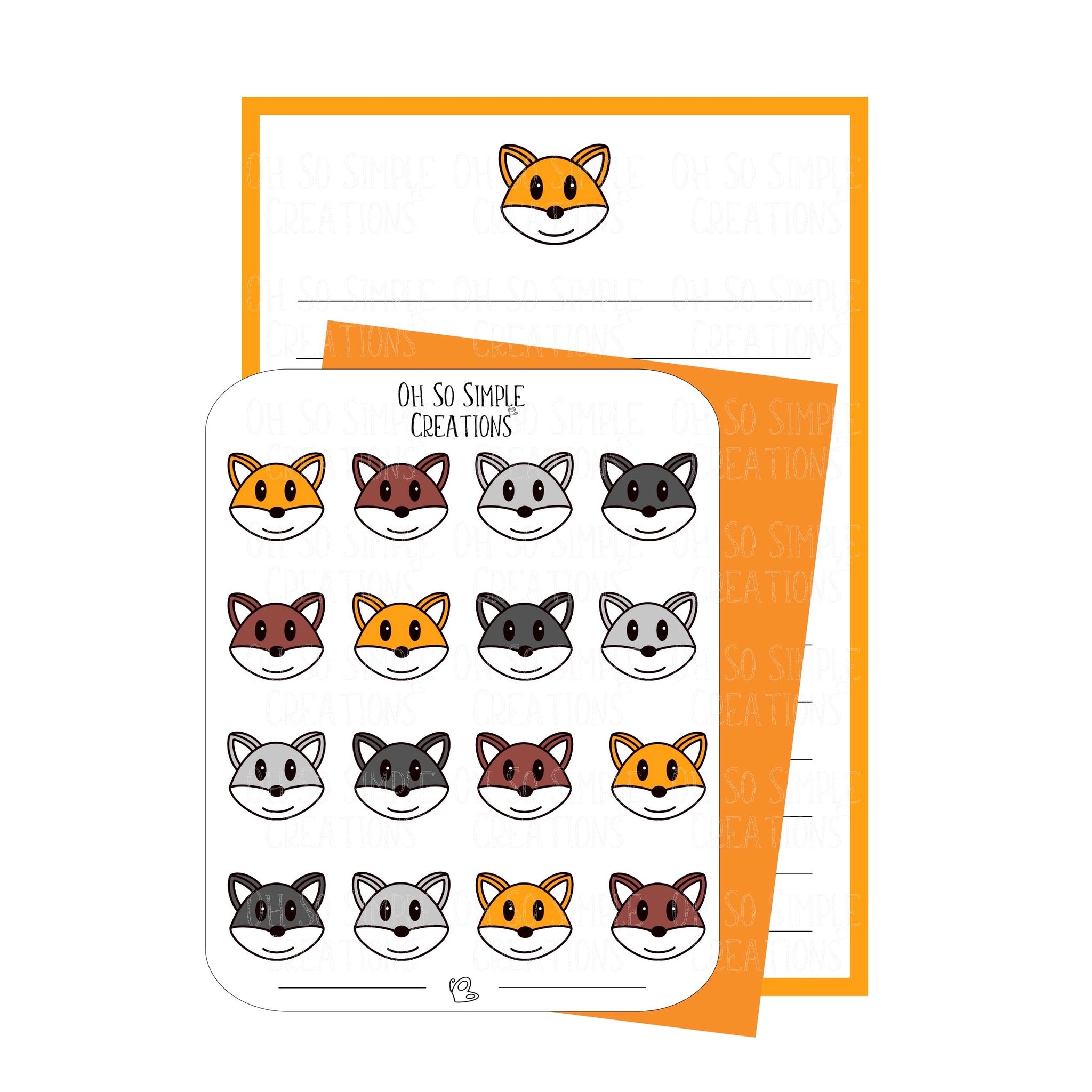 Orange Fox Stationery Set