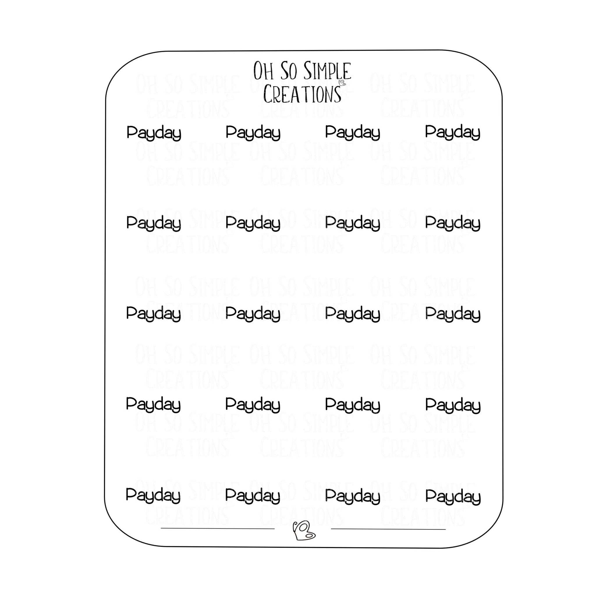 Payday Text Sticker Sheet