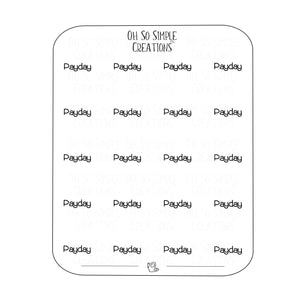 Payday Text Sticker Sheet