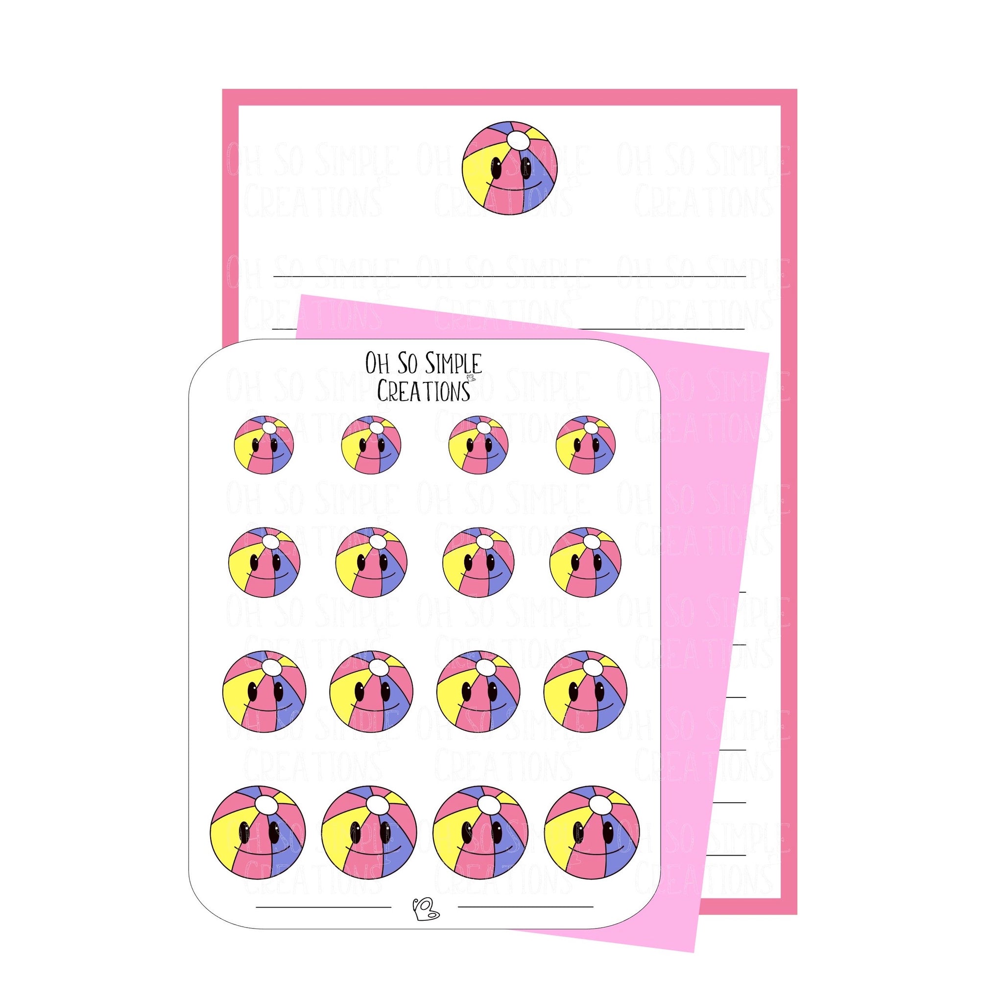 Pink Beach Ball Stationery Set