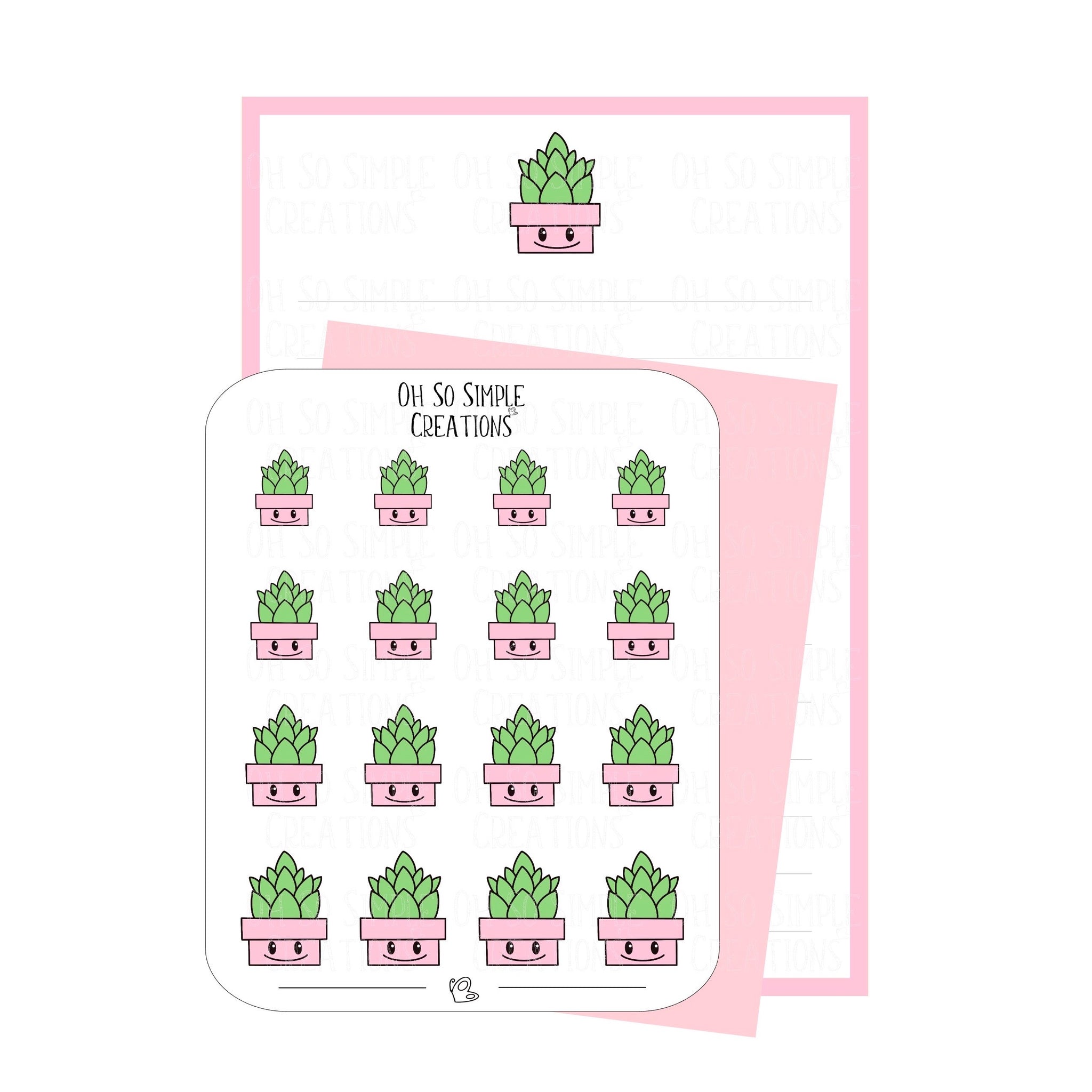 Pink Succulent Stationery Set