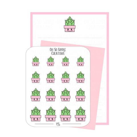 Pink Succulent Stationery Set