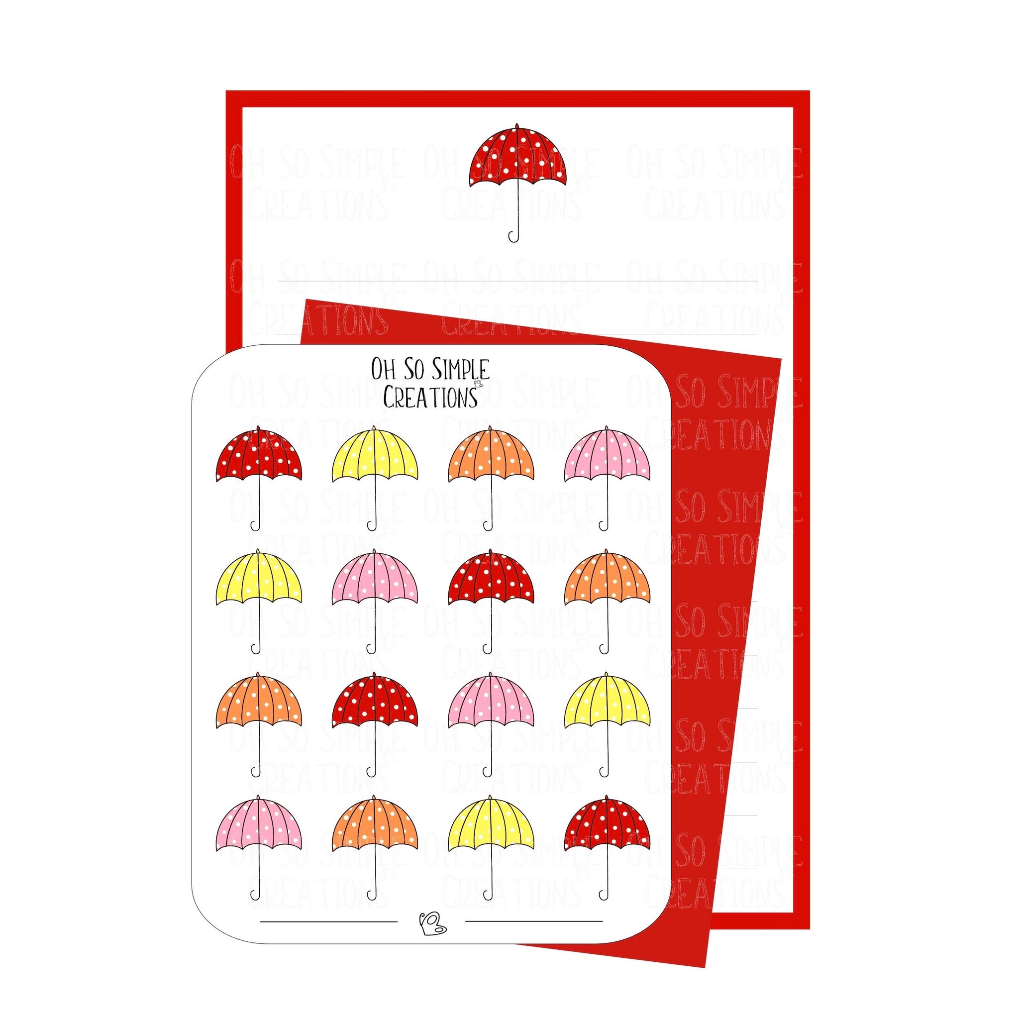 Red Umbrella Stationery Set