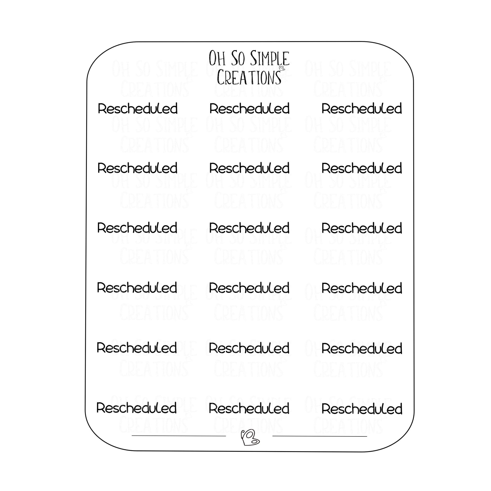 Rescheduled Text Sticker Sheet