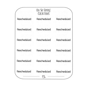 Rescheduled Text Sticker Sheet