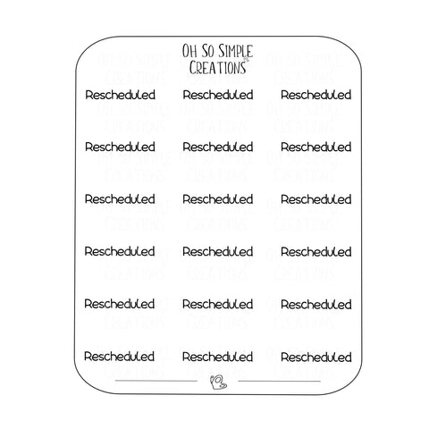 Rescheduled Text Sticker Sheet