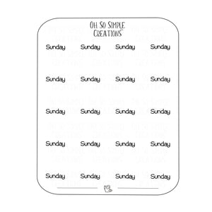 Sunday Text Sticker Sheet