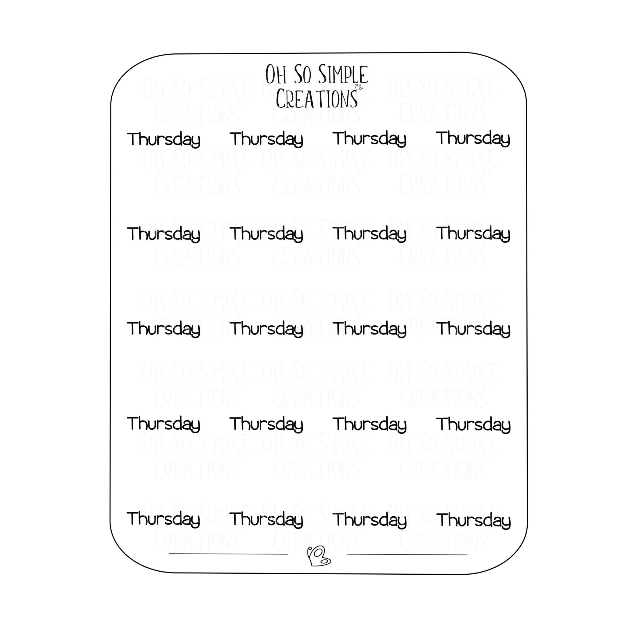 Thursday Text Sticker Sheet