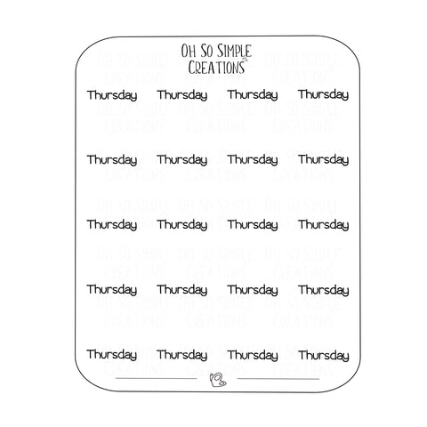 Thursday Text Sticker Sheet