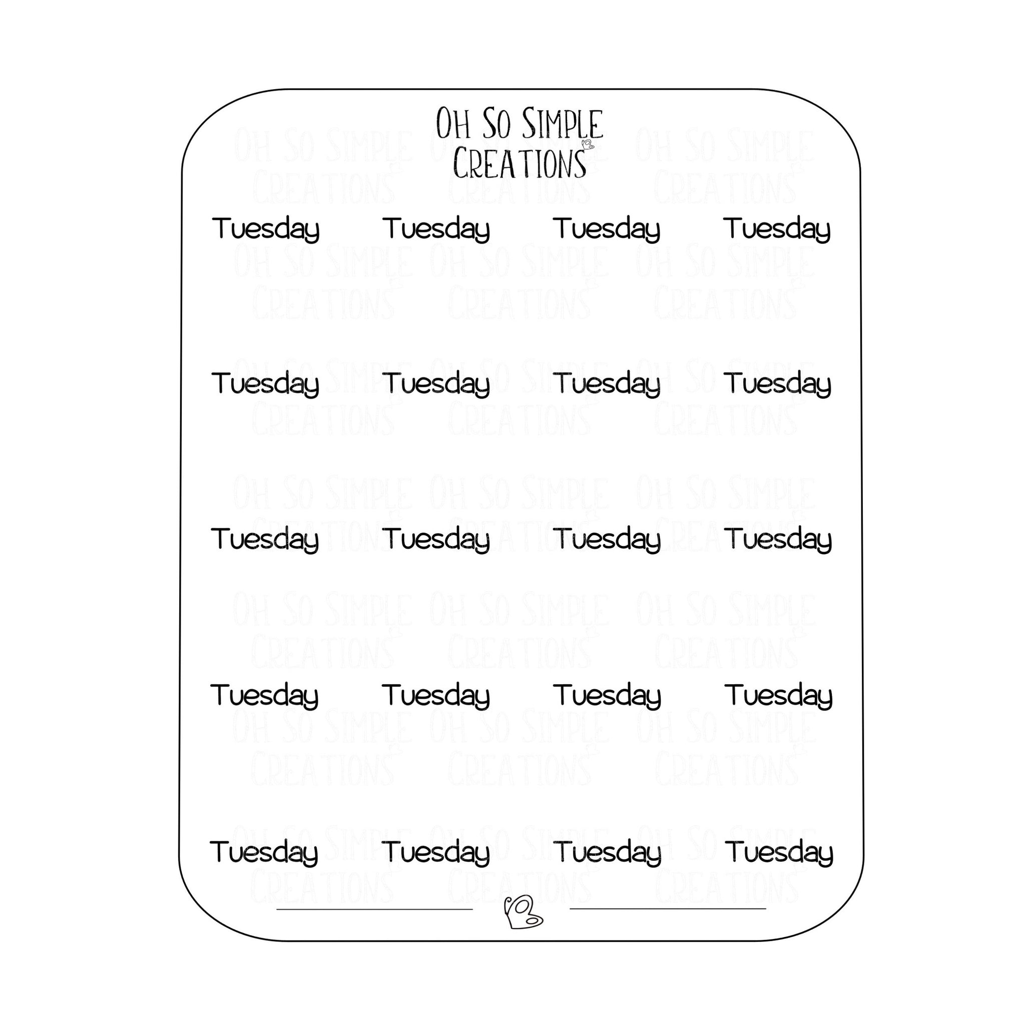 Tuesday Text Sticker Sheet