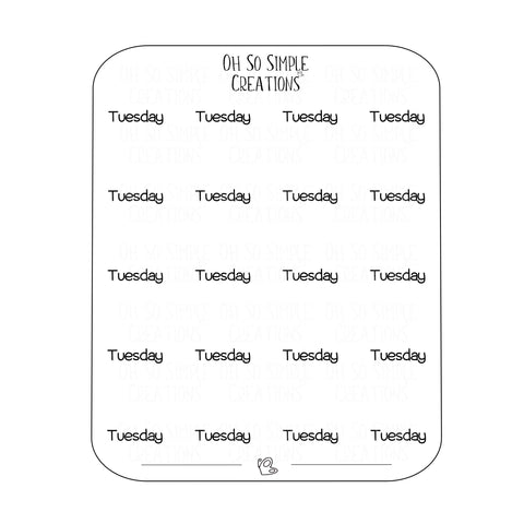 Tuesday Text Sticker Sheet